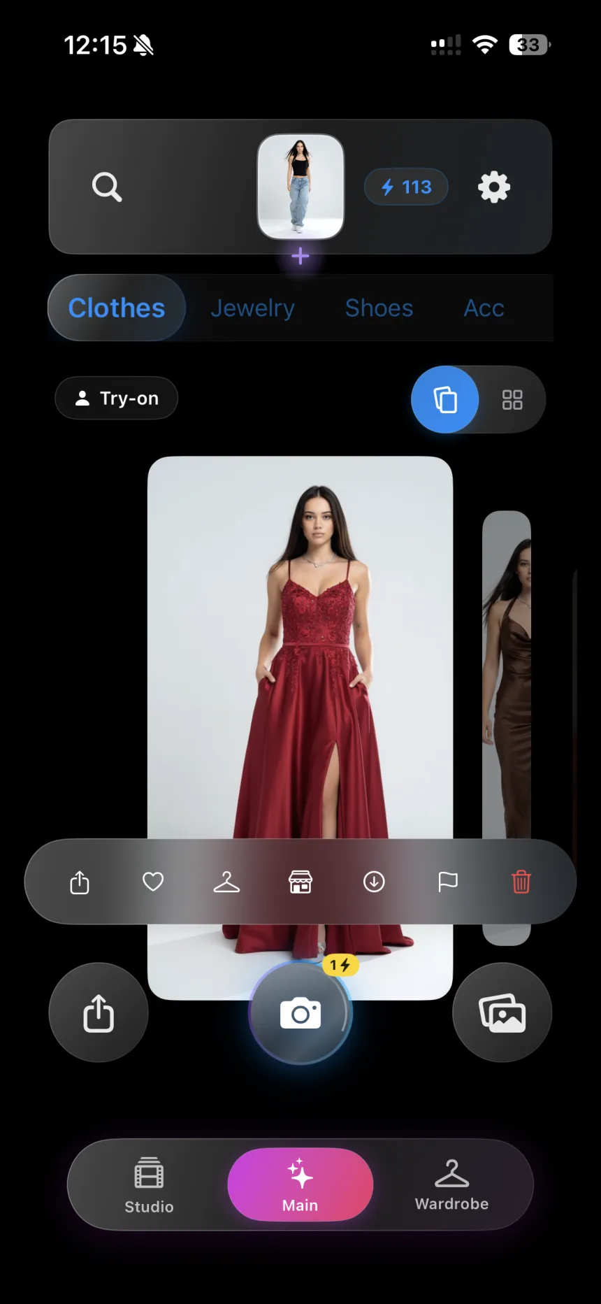 PutOn try-on screen